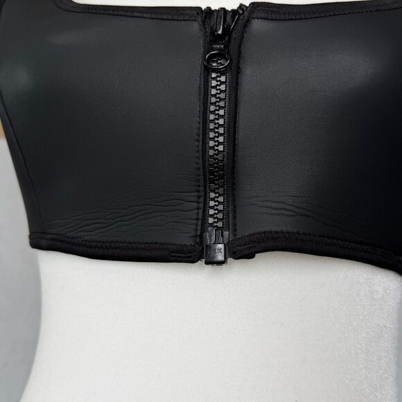 SKIMS Rubberized Scuba Swim Scoop Neck Bikini Top Black Women's M - Picture 3 of 16